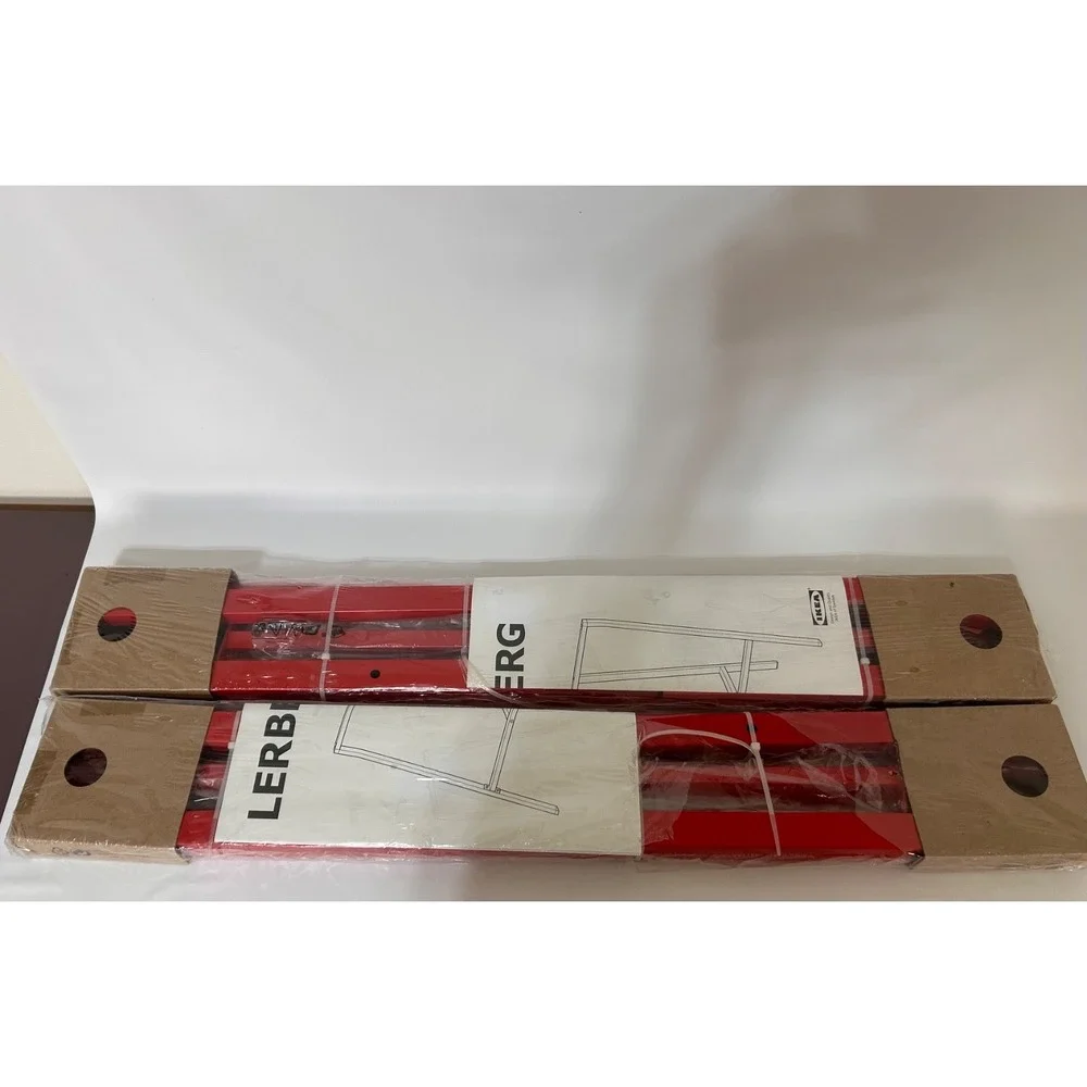 Set of 2 IKEA LERBERG Trestle Hilver Table Legs Only Red Steel 504.736.38
